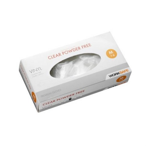Vinylhandske puderfri Worksafe st M clear 100st/infp