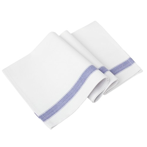 Kökshandduk bomull 50x70cm blå rand 6st/fp