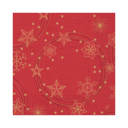 Julservett 3-lag 40x40cm Star Shine Duni röd 4x250st/fp