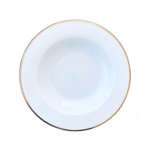 Tallrik djup Kaszub 29cm vit med guldrand
