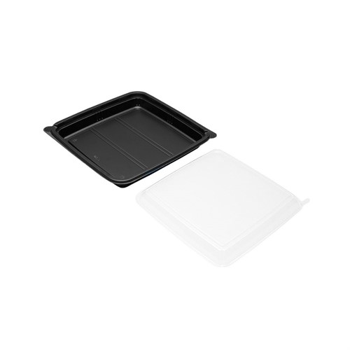 Sushiform svart med transp lock 25,5x25,5x4,5cm 200st/fp