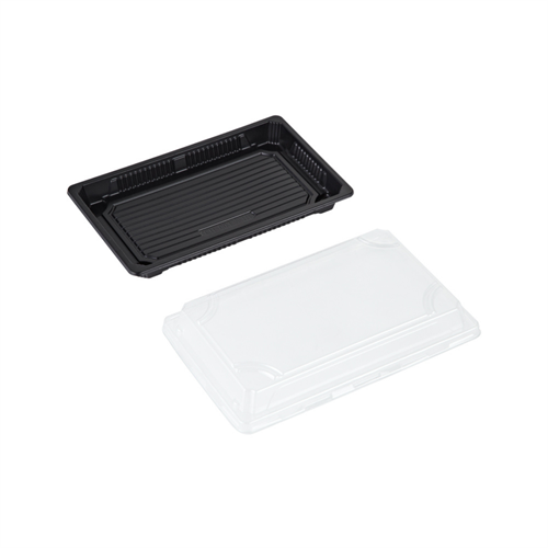Sushiform svart med transp lock 500ml 400st/fp
