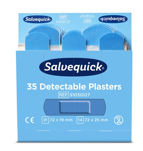 Plåster Blue Detectable Salvequick 51030127 35st/refill