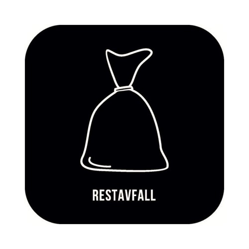 Dekal &quot;Restavfall&quot; 21x21cm svart