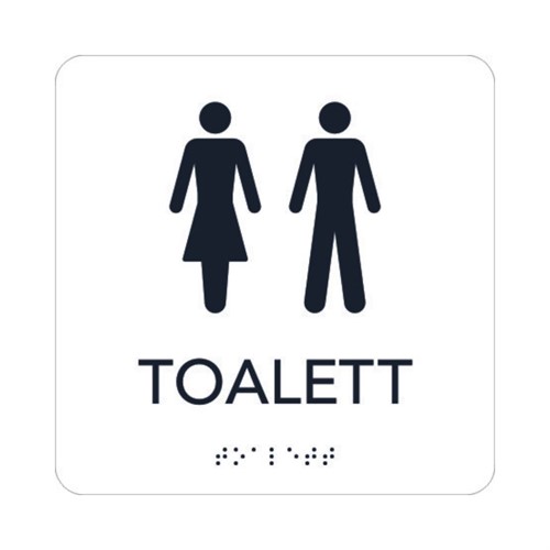 Taktil skylt Toalett 15x15cm vit