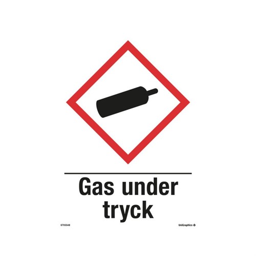 Skylt Gas under tryck A4 plast