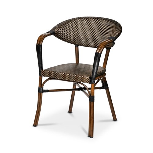 Karmstol Monaco textilene svart/brun