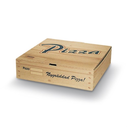 Pizzakartong Calzone well brun m tryck 30x30x8mm 150st/fp