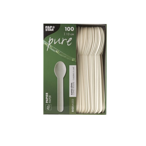 Kaffesked engångs papper Pure 13cm vit 100st/infp