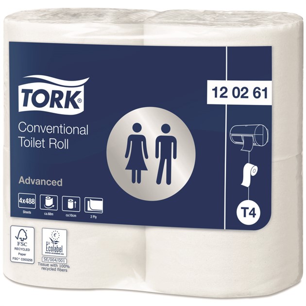 Toalettpapper T4 Tork Advanced extra långt 24rle/fp