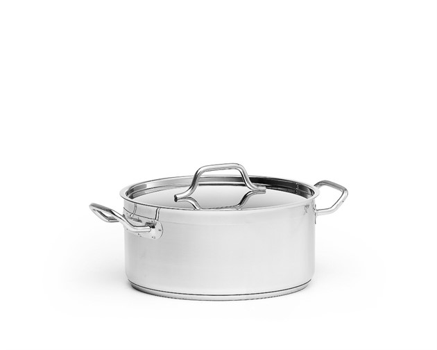 Kittel låg med lock 8 liter rostfri