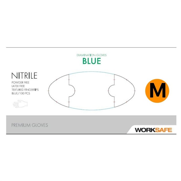 Nitrilhandske puderfri Worksafe M blå 100st/infp