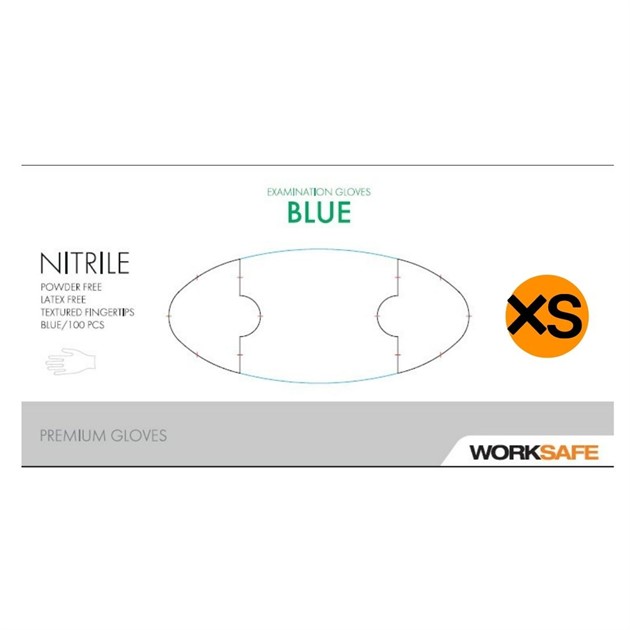 Nitrilhandske puderfri Worksafe XS blå 100st/infp