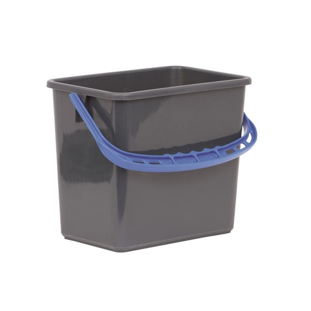 Hink fyrkantig 6 lit grå med blått handtag