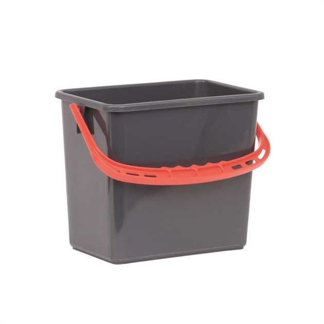 Hink fyrkantig 6 lit grå med rött handtag