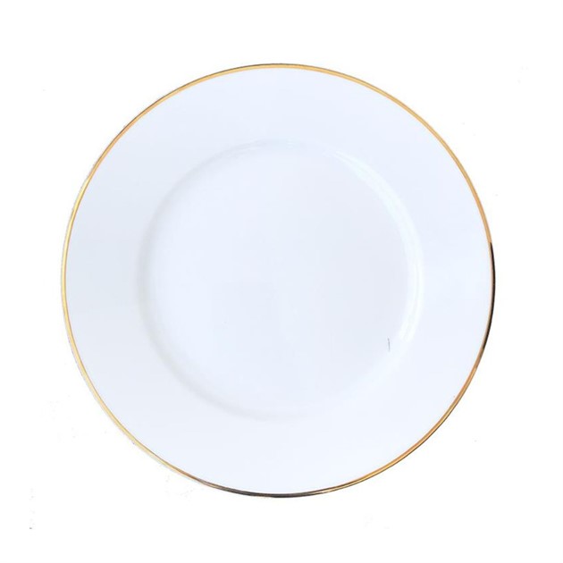 Tallrik flat Kaszub 26,5cm vit med guldrand