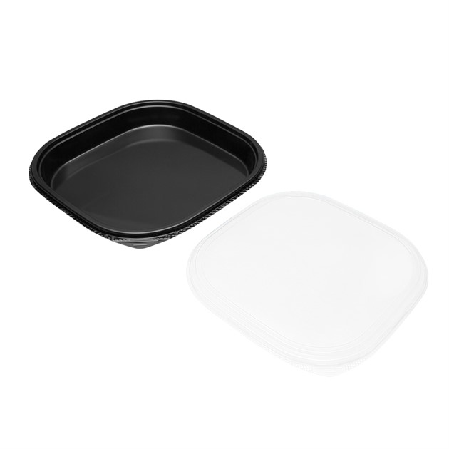 Sushiform svart med transp lock 31x31x4,8cm 100st/fp