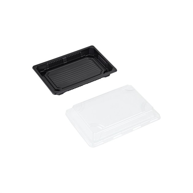 Sushiform svart med transp lock 400ml 400st/fp
