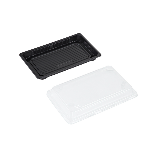 Sushiform svart med transp lock 500ml 400st/fp