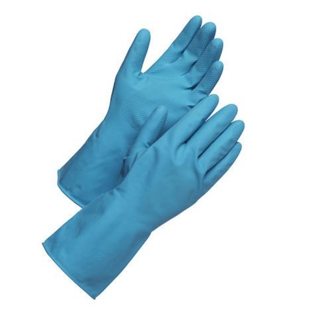 Latexhandske flockad Worksafe Clean blå