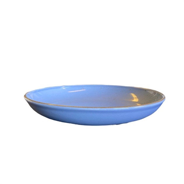 Tallrik flat Rondo 17,5 cm blå med prickar o rand