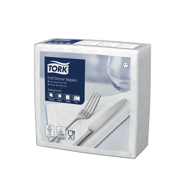 Servett Tork 3-lag 39cm vit 1200st/fp