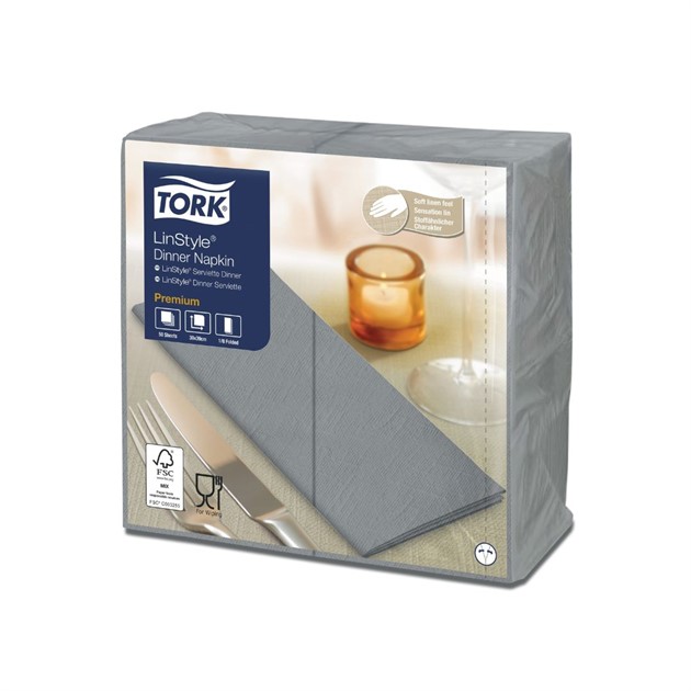 Servett LinStyle® Tork 1/8-vikt 39x39cm grå 600st/fp