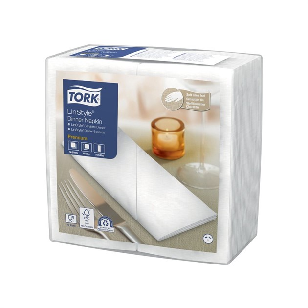 Servett LinStyle® Tork 1/8-vikt 39x39cm vit 700st/fp