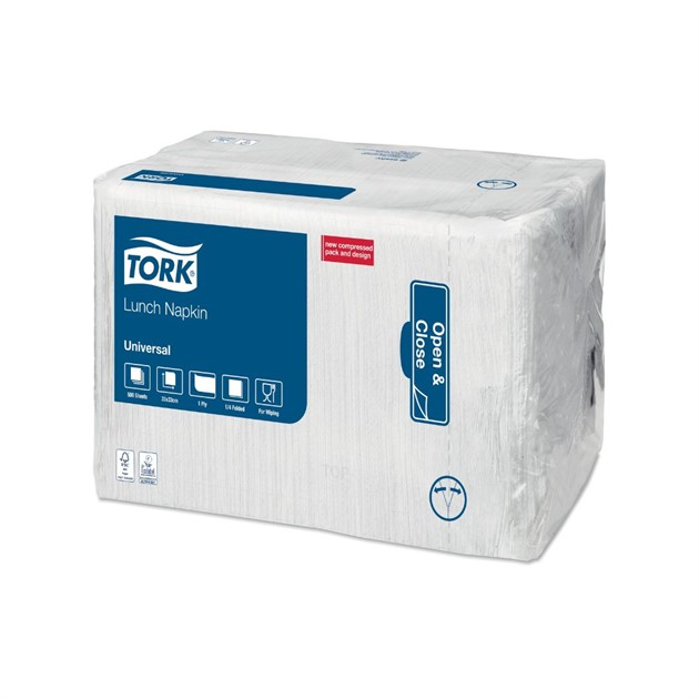 Servett 33cm 1-lag Tork vit 4000st/fp