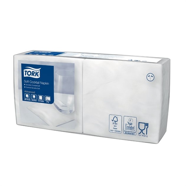Servett 24cm 3-lag vit Tork 2400st/fp