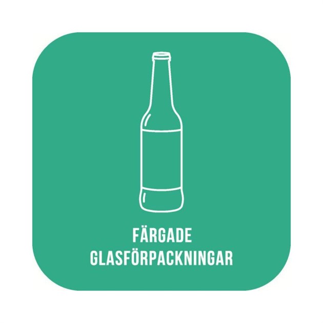 Dekal "Färgad glasförpackning" 21x21cm grön
