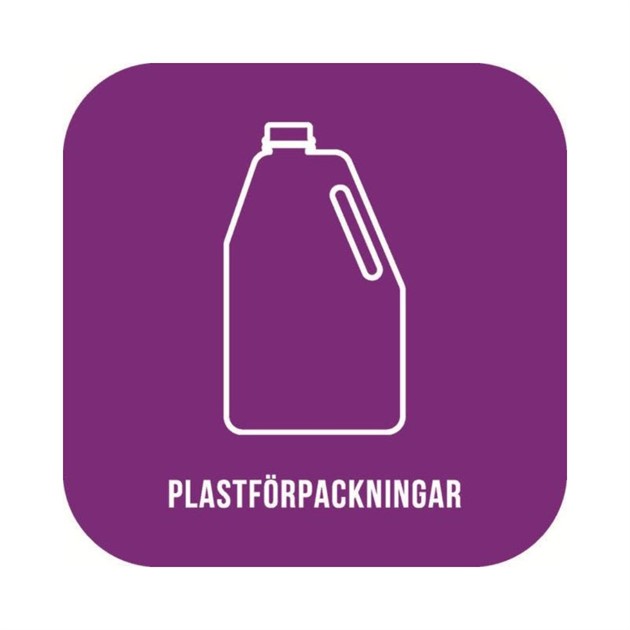 Dekal "Plastförpackning" 21x21cm lila
