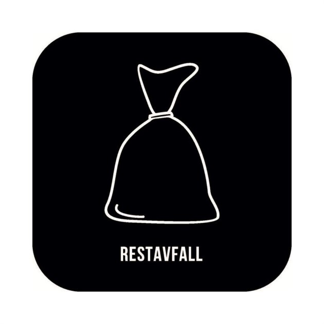 Dekal "Restavfall" 21x21cm svart