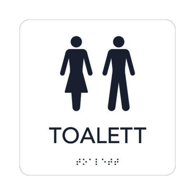 Taktil skylt Toalett 15x15cm vit