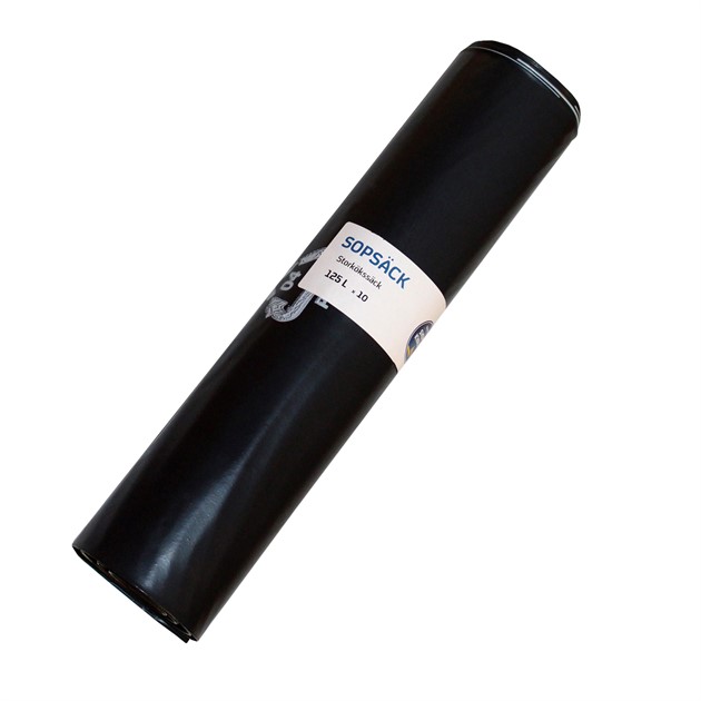 Sopsäck svart 125 lit tr "Matavfall" 0,08mm 10st/rle 6rle/krt