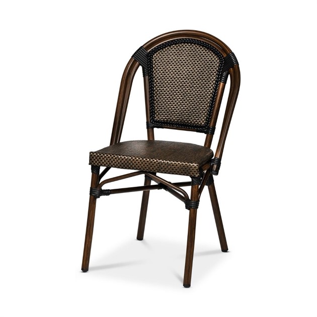 Caféstol Paris textilene svart/brun