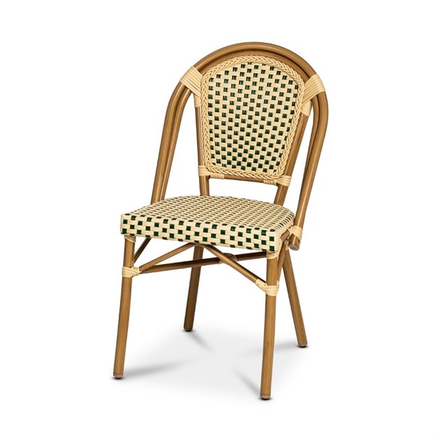 Caféstol Paris bambu grön/creme