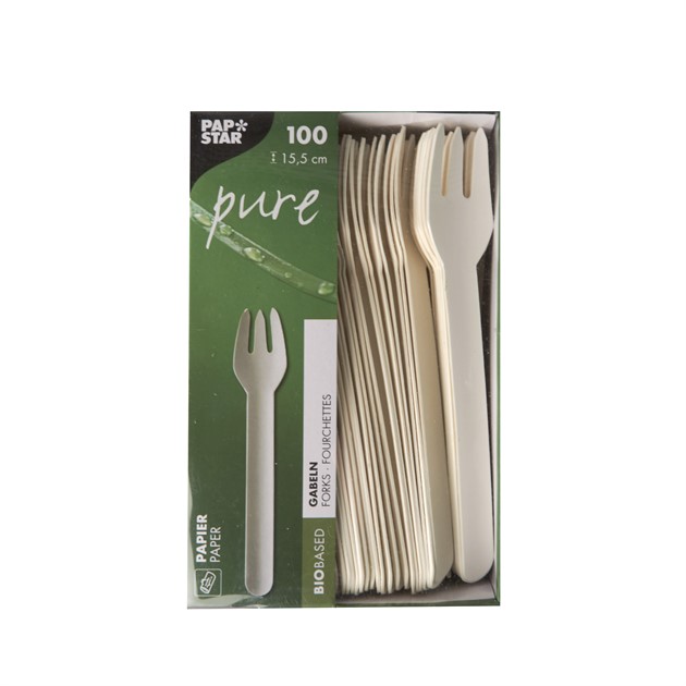 Matgaffel engångs papper Pure 15,5cm vit 100st/infp