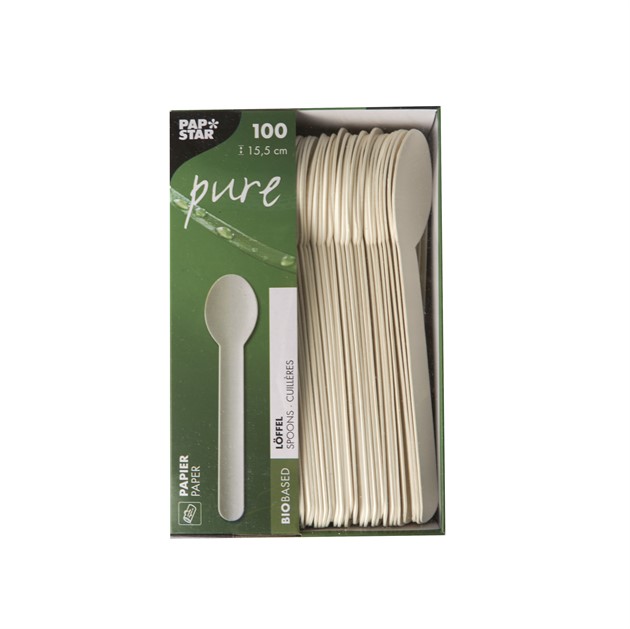 Matsked engångs papper Pure 15,5cm vit 100st/infp