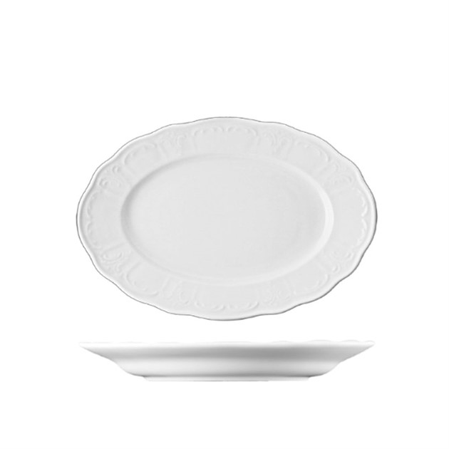 Tallrik oval Bellevue 28x19,3cm vit