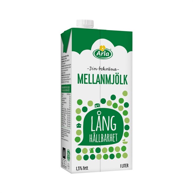 Mellanmjölk 1,5% lång hållbarhet Arla 1 lit 10st/fp
