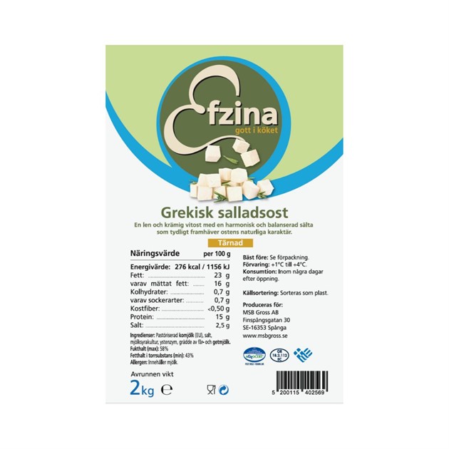 Salladsost grekisk tärnad 2 kg
