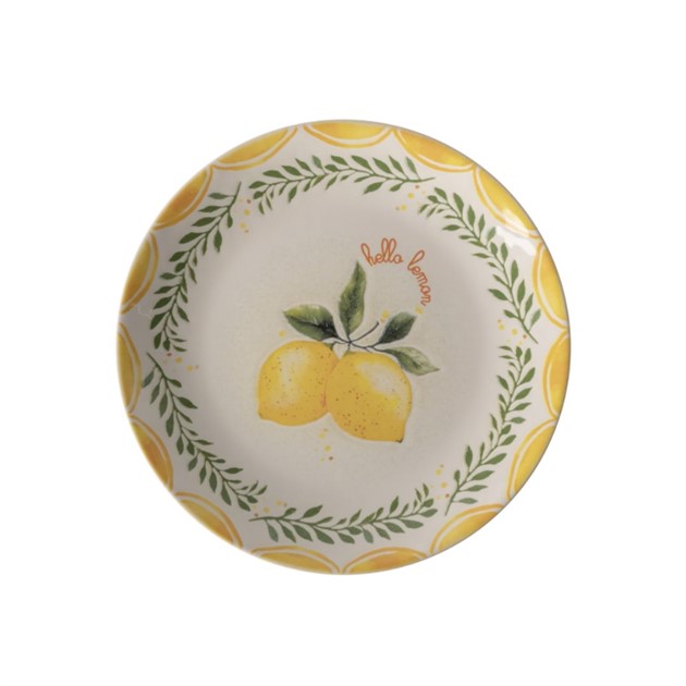 Tallrik flat Limoncello 20cm vit med mönster