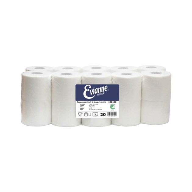 Toalettpapper Soft X-lång Evianne® 2-lag 60m 20rle/fp